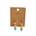Pink, Yellow & Blue Heart Dangle Earrings (1 pair)